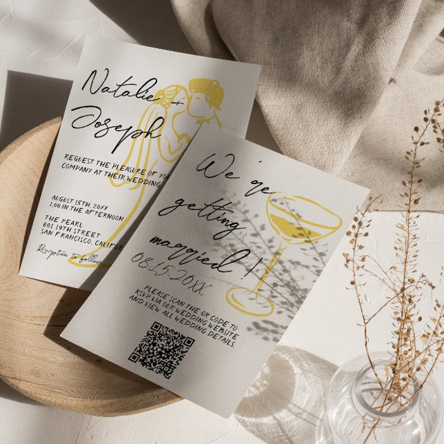 Retro Colorful Hand Written Summer QR Code Wedding Invitation (Creator Uploaded)