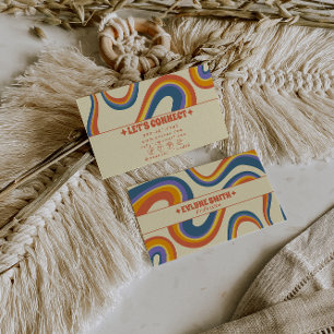 Retro Colorful Rainbow 70s Boho Groovy Trendy Fun Business Card