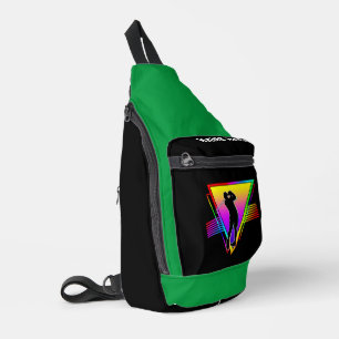 Retro Colorful Rainbow Golf Player Vintage Sling Bag