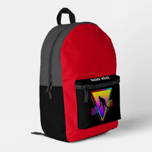 Retro Colorful Rainbow Hockey Player Printed Backpack