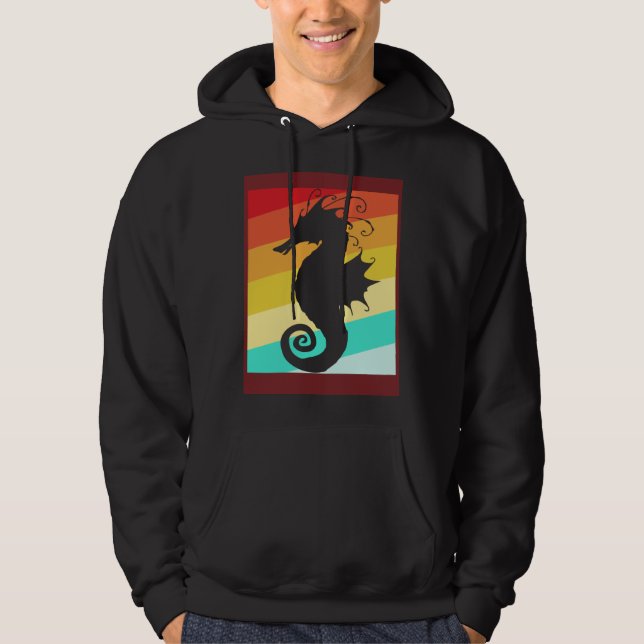 Retro Colorful Seahorse Hoodie (Front)
