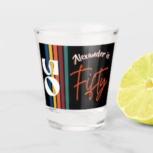Retro Colorful Striped Fifty Birthday Party 1976 Shot Glass