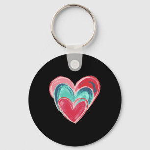 Retro Colorful Valentine’s Day Heart For Women Gir Key Ring