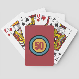 Retro Colors and Circles 50th Birthday Invitation Playing Cards