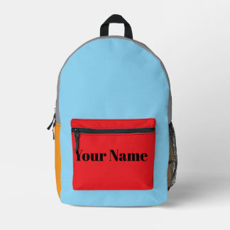 Retro Colour Block Custom Name Printed Backpack