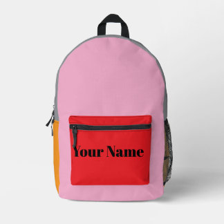 Retro Colour Block Custom Name Printed Backpack