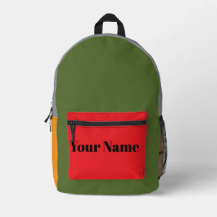 Retro Colour Block Custom Name Printed Backpack
