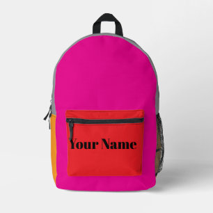 Retro Colour Block Custom Name Printed Backpack