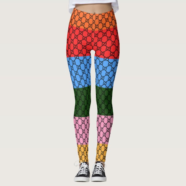 Retro Colour Block Monogram Leggings (Front)