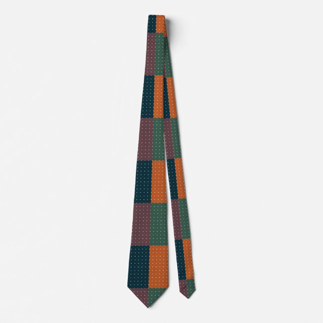 Retro Colour-Block Polka Dot  Tie (Front)