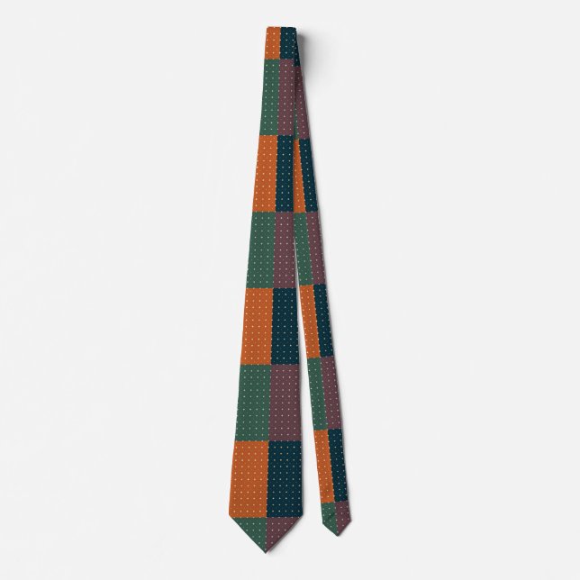 Retro Colour-Block Polka Dot  Tie (Front)