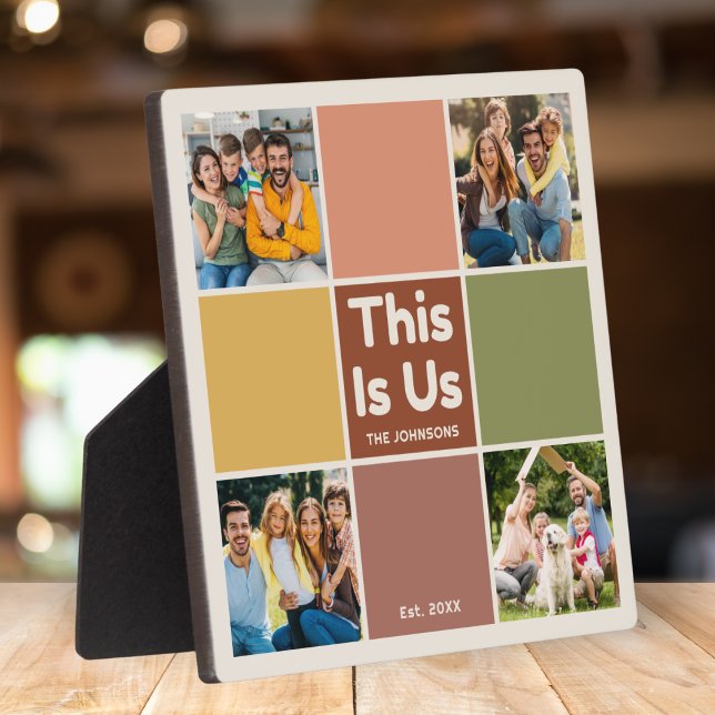 Retro Colour Block This Is Us Quote 4 Photo Collag Plaque (Creator Uploaded)