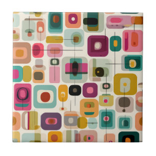 RETRO Colour Blocks Mid Century Modern Abstract Ar Tile