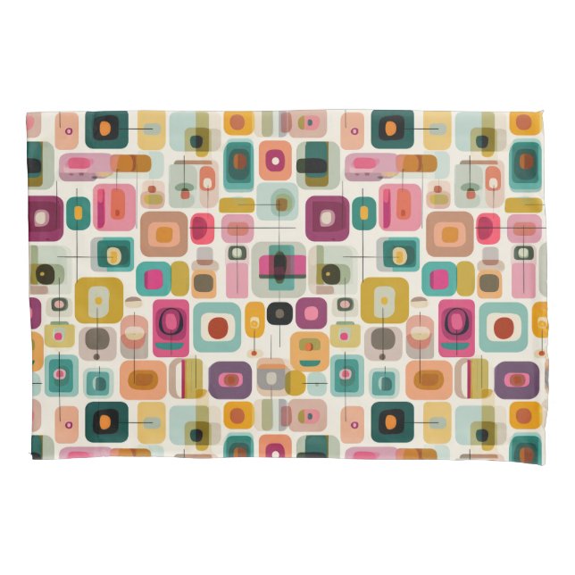 RETRO Colour Blocks Mid Century Modern Art Pattern Pillowcase (Front)
