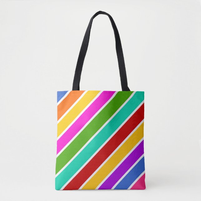 Retro colour candy stripes pattern  tote bag (Front)