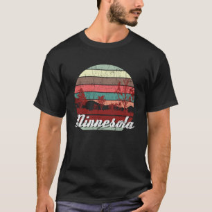 Retro Colour Distressed Minnesota Travel Camping T-Shirt