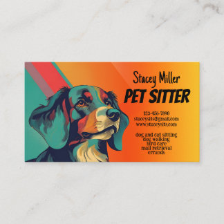 Retro Colour Dog Pet Sitting Business Card