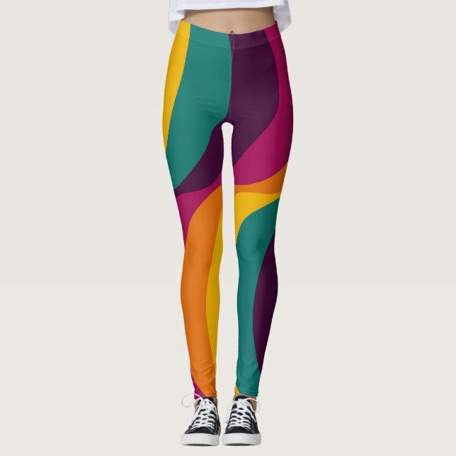 Retro Colour Fifties Pattern #5 Leggings (Front)