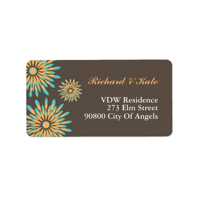 Retro Colour Floral Pattern Address Label (Front)