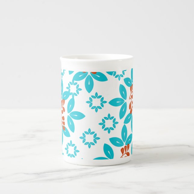 Retro Colour Leaf Pattern Bone China Mug (Front)