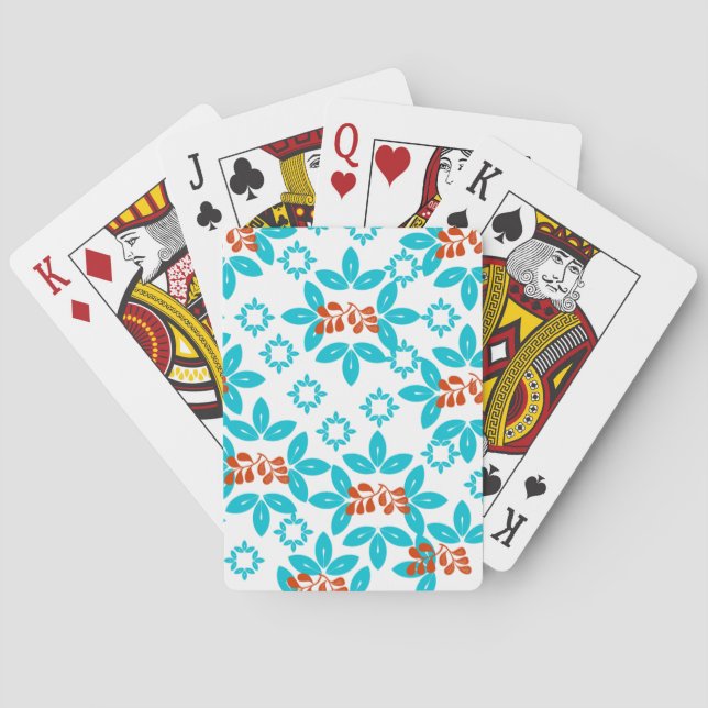 Retro Colour Leaf Pattern Playing Cards (Back)