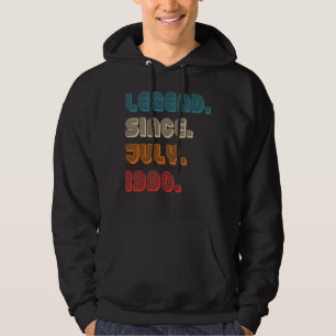 Retro Colour Legend Since July 1990 Vintage Birthd Hoodie