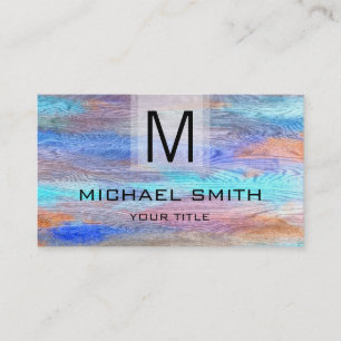 Retro Colour Modern Wood Grain Monogram #14 Business Card