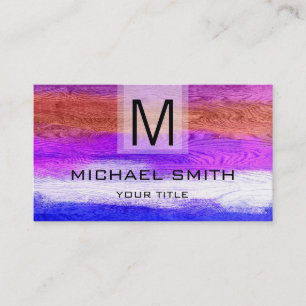 Retro Colour Modern Wood Grain Monogram #19 Business Card