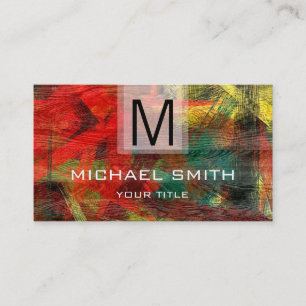Retro Colour Modern Wood Grain Monogram #3 Business Card