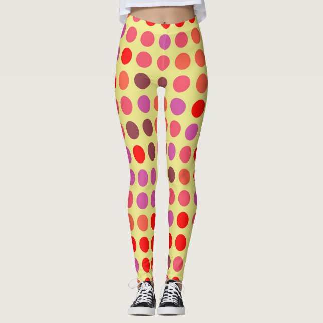 Retro Colour Polka Dots Pattern #21 Leggings (Front)