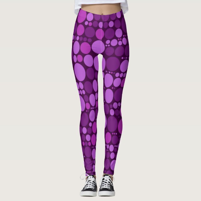 Retro Colour Polka Dots Pattern #25 Leggings (Front)
