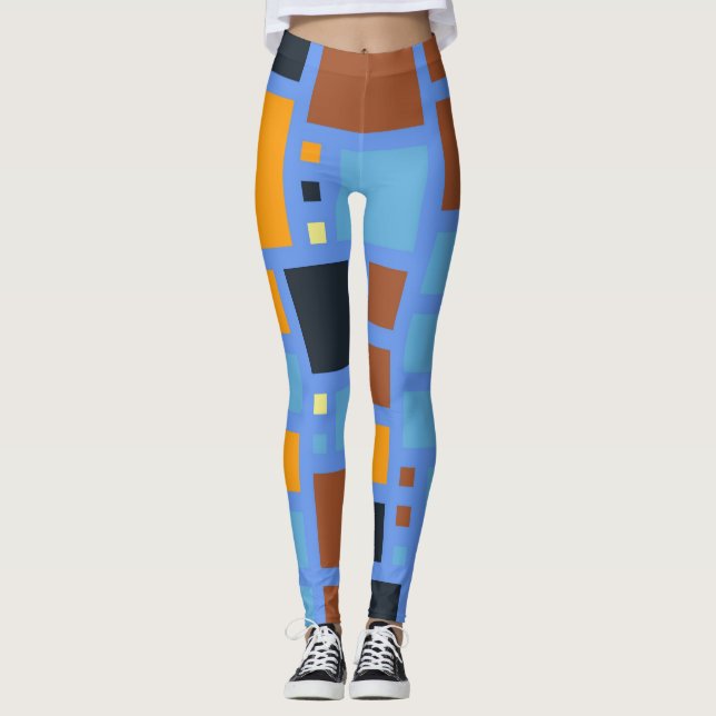 Retro Colour Squares Pattern #3 Leggings (Front)