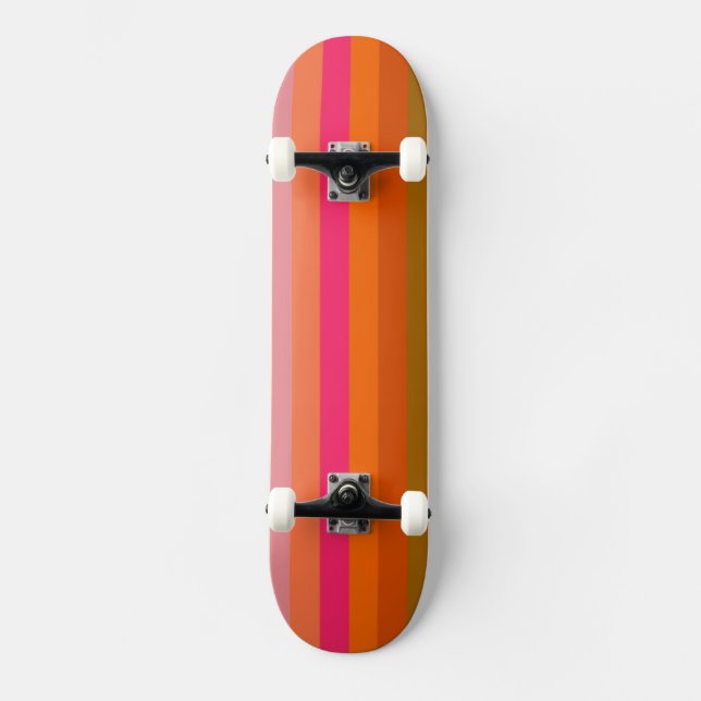 Retro Colour Stripe Pattern 11 Skateboard (Front)