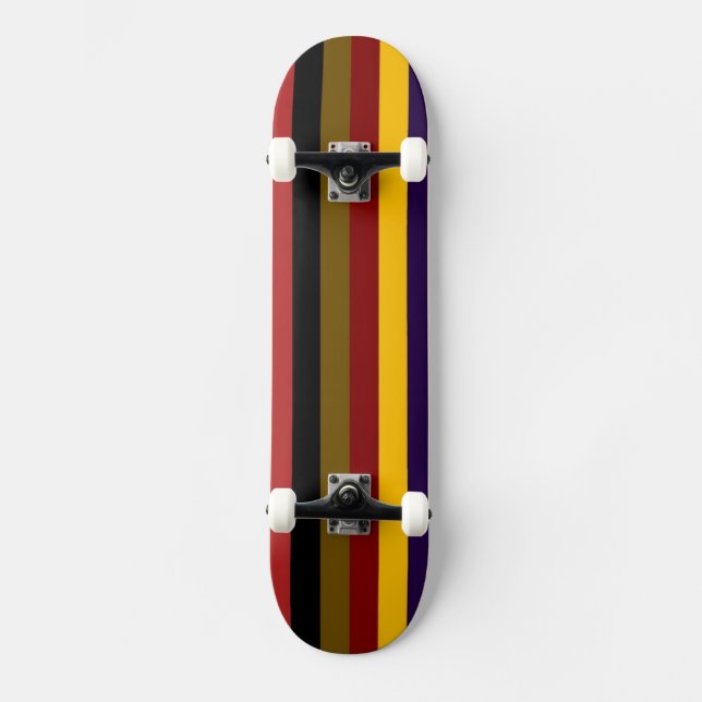 Retro Colour Stripe Pattern Skateboard (Front)