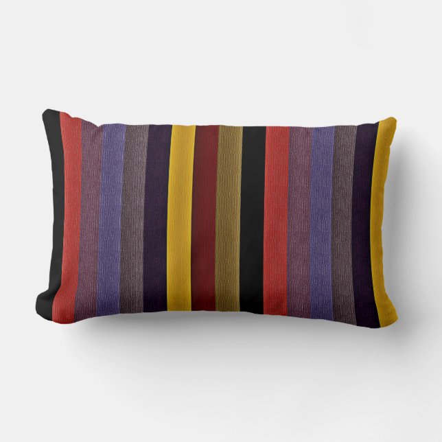 Retro Colour Stripes Pattern Lumbar Cushion (Front)