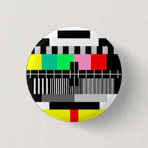 Retro colour tv test screen 3 cm round badge