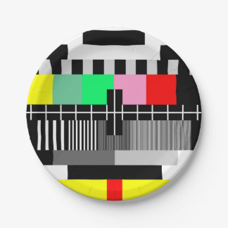 Retro colour tv test screen paper plate