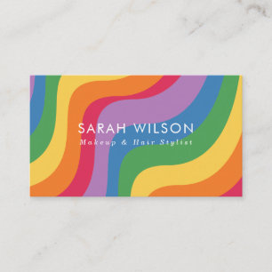 Retro Colour Wave Minimalist QR Code Business Card