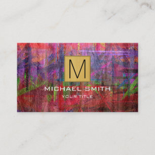 Retro Colour Wood Elegant Monogram #17 Business Card