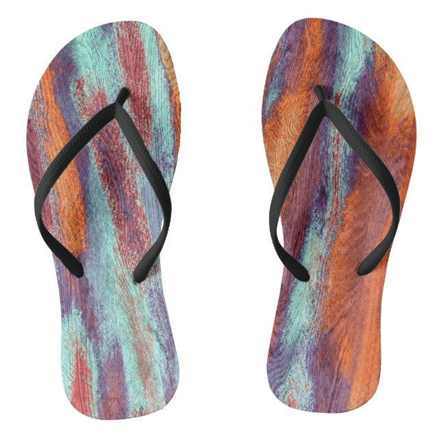 Retro Colour Wood Grain Texture Jandals (Footbed)
