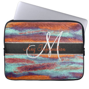 Retro Colour Wood Grain Texture Monogram #2 Laptop Sleeve