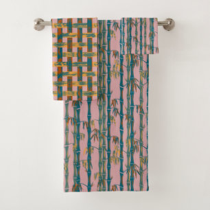 Retro Coloured Bamboo Bath Towel Set