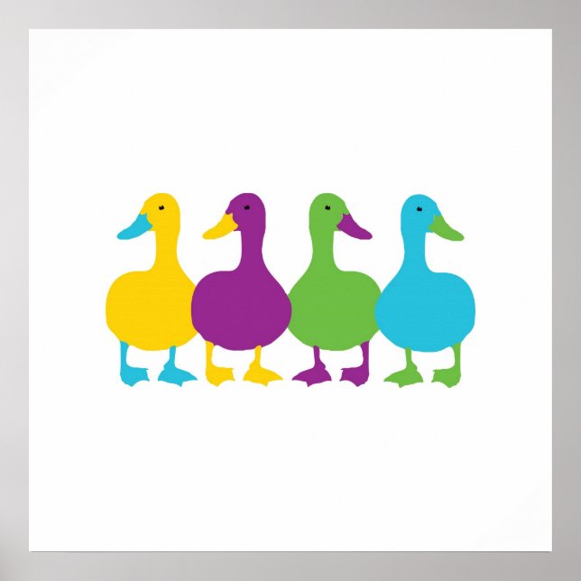 Retro Coloured Ducks Poster (Front)