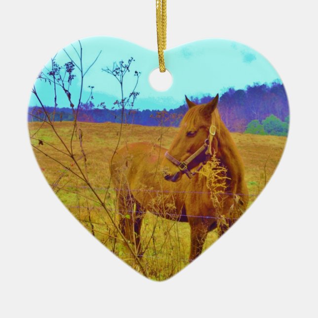 Retro Coloured Horse Ceramic Tree Decoration (Front)