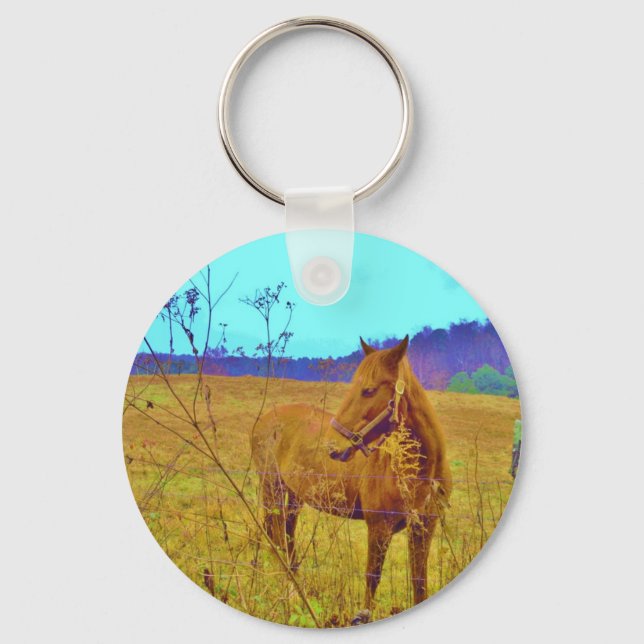 Retro Coloured Horse Key Ring (Front)