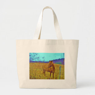 Retro Coloured Horse Large Tote Bag