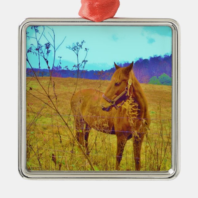 Retro Coloured Horse Metal Tree Decoration (Front)