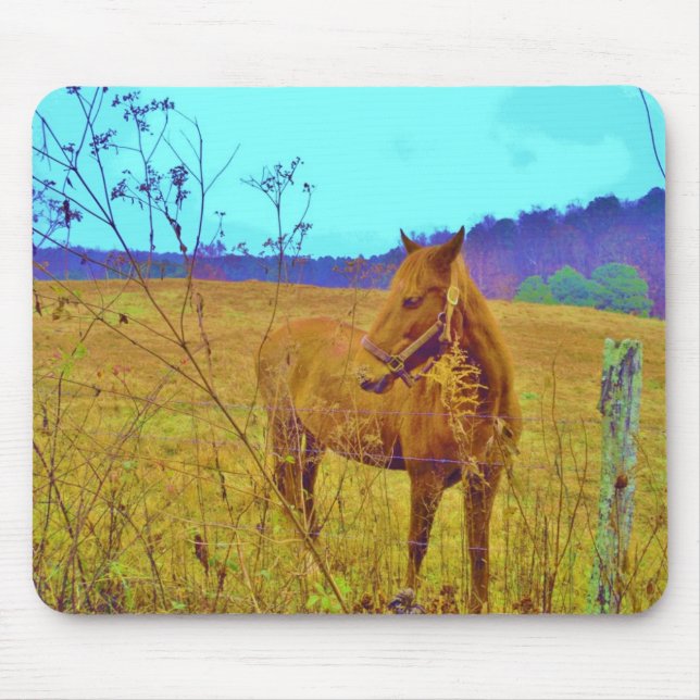 Retro Coloured Horse Mouse Pad (Front)