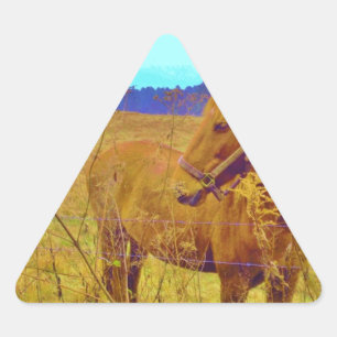 Retro Coloured Horse Triangle Sticker