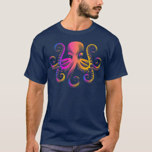Retro Coloured Octopus Octopus Sea Ocean T-Shirt